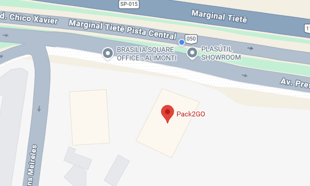Mapa com a localização da Pack2Go na Av. Pres. Castelo Branco, 6653, Barra Funda, São Paulo.